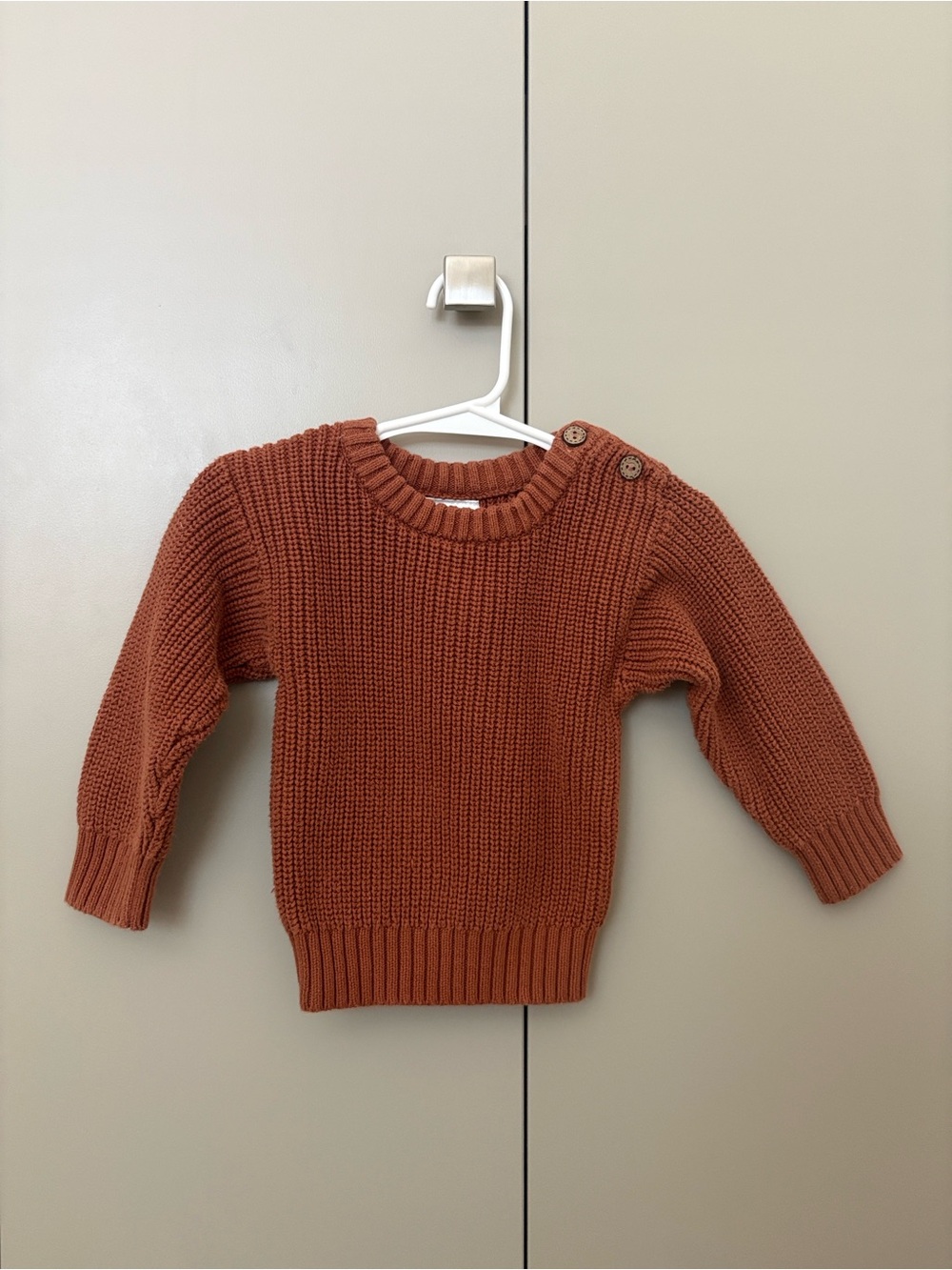 Mebie Baby - Terracotta Knit Sweater with Shoulder Buttons